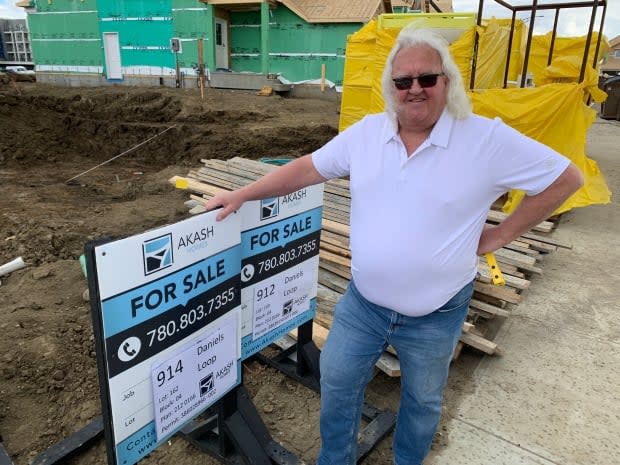 Garth Babcock, construction manager with Akash Homes, stands outside a job site in the southwest Edmonton community of Desrochers. (Min Dhariwal/CBC - image credit)