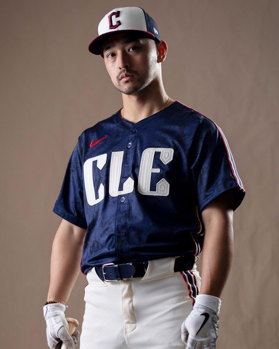 The Cleveland Guardians' City Connect jerseys feature, yes, the city's airport code ... decorated in a pattern that draws from the "Guardians of Traffic" statues that give the team its latest nickname.