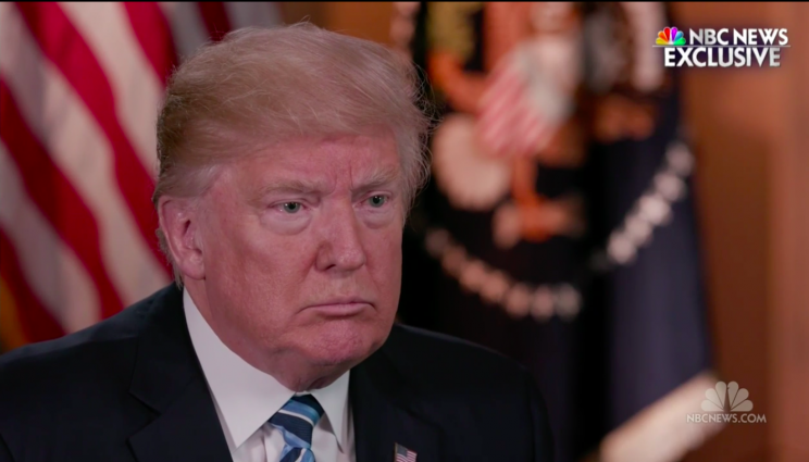 President Trump talks to NBC News anchor Lester Holt. (Screenshot: @NBCNews/Twitter)