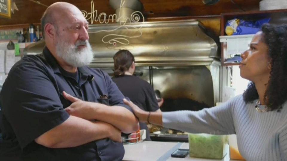 Frank's Diner owner Kevin Ervin with Diaz. / Credit: CBS News