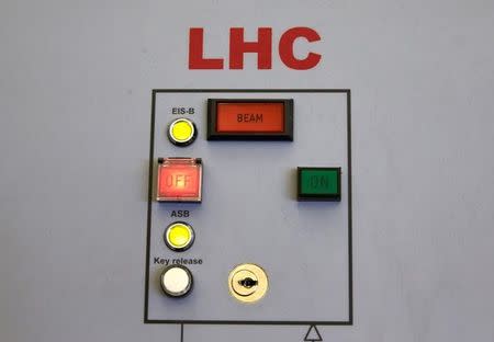 Switches are pictured in the Control Centre of the Large Hadron Collider (LHC) at the European Organisation for Nuclear Research (CERN) in Prevessin near Geneva March 11, 2015. REUTERS/Denis Balibouse