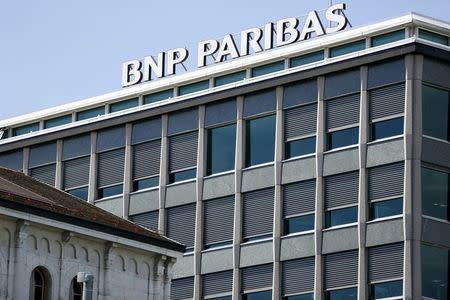 A BNP Paribas sign is pictured on a building of the bank in Geneva July 1, 2014. REUTERS/Pierre Albouy