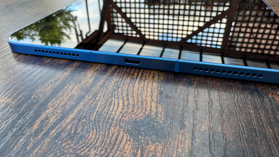 A shot of the side of the iPad 10th gen.