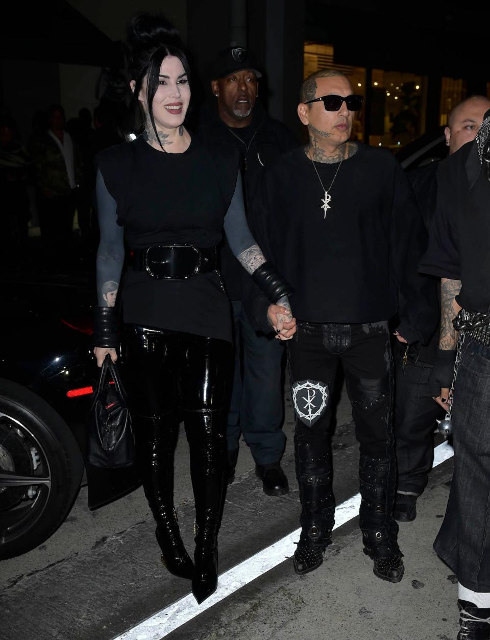 Kat Von D and her husband Rafael Reyes in Los Angeles, California, on April 6, 2023.