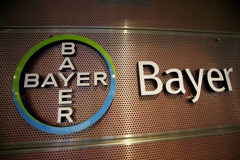 FILE PHOTO: Logo of Bayer AG is pictured at the annual results news conference of the German drugmaker in Leverkusen