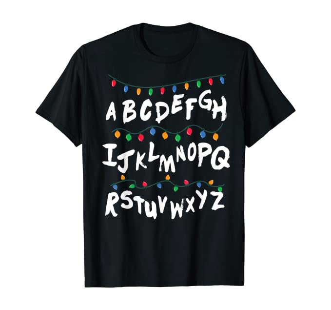 stranger things halloween costumes alphabet christmas t shirt