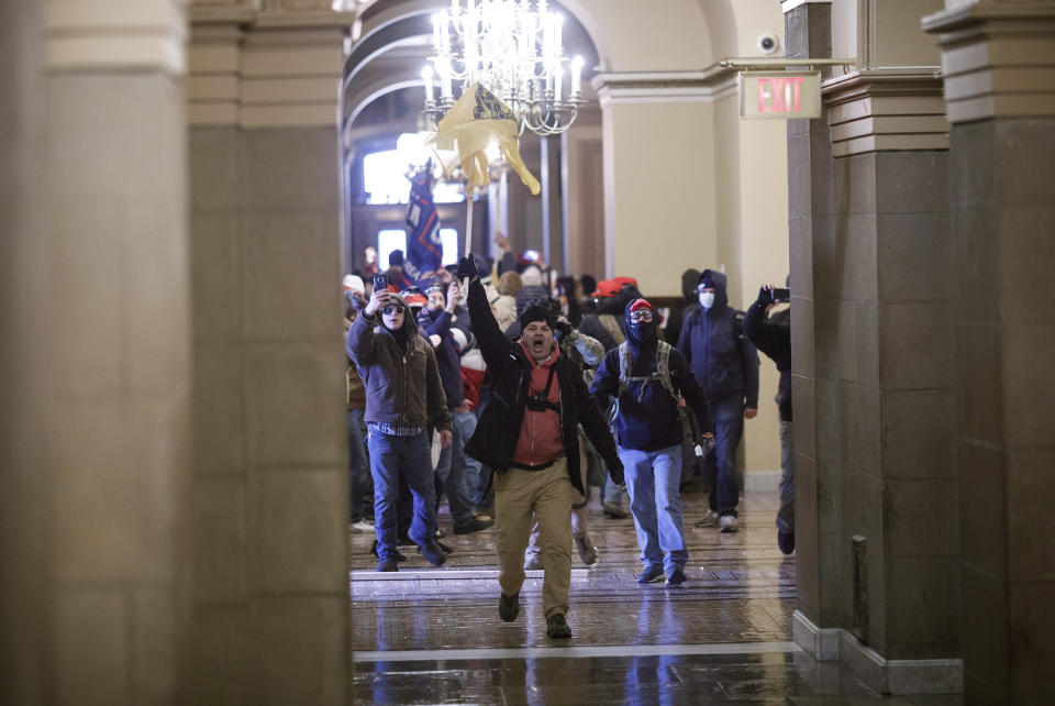 Demonstrators breached barricades