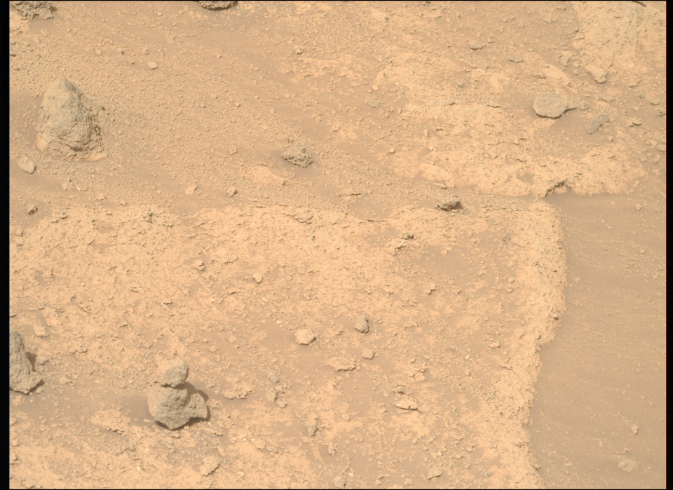 A full image of the area where the dusty Mars snowman was found. It's in the bottom left.