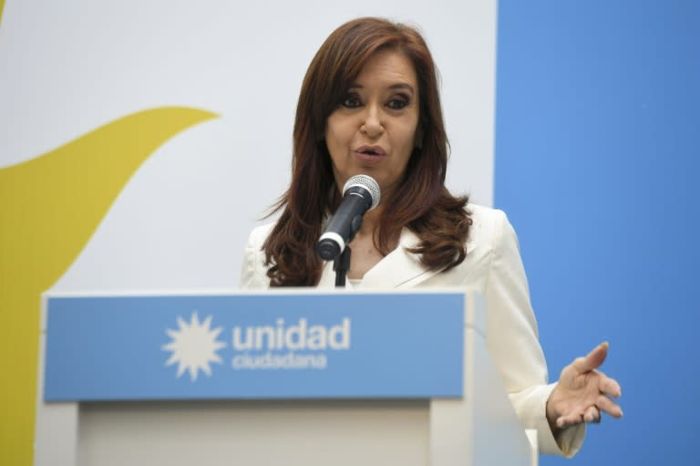 Argentina's former president and Buenos Aires senatorial candidate for the Unidad Ciudadana Party Cristina Fernandez de Kirchner, pictured campaigning on October 10, 2017, represents the left wing of the Peronist opposition to current president Macri