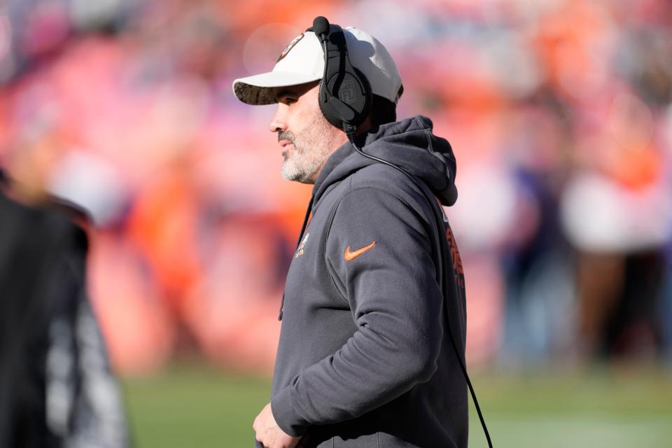 Cleveland Browns coach Kevin Stefanski watches from the sidelines against the Denver Broncos on Nov. 26 in Denver.