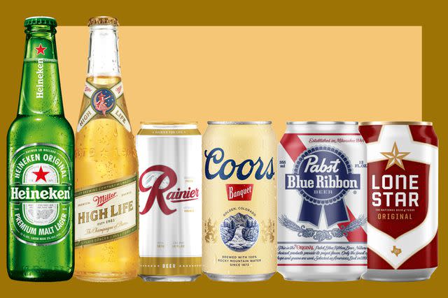 <p>Food & Wine / Heineken / MILLER BREWING CO. / Rainier Brewing Company / COORS BREWING COMPANY / Pabst Brewing Company / Lone Star Brewing Company</p> Light lagers including Heineken, Miller High Life, Rainier, Pabst Blue Ribbon, and Lone Star