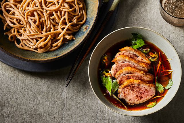 Photo by Greg DuPree / Food Styling by Paige Grandjean and Chelsea Zimmer / Prop Styling by Christine Keely Mirin enriches the dipping sauce for this soba noodle dish.