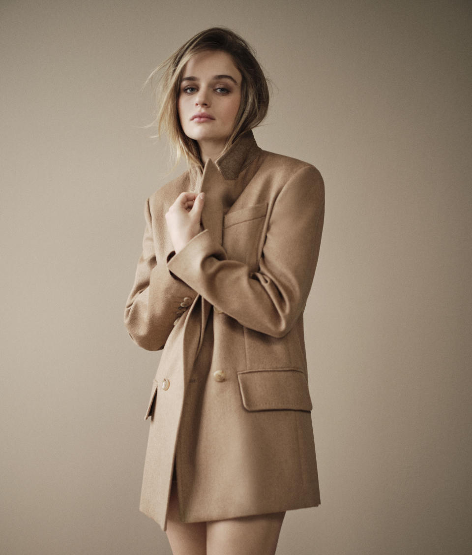 Joey King, the recipient of the 2024 WIF Max Mara Face of the Future Award, wearing the Olimpia jacket.