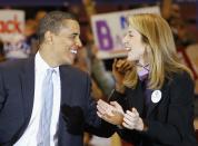 <p>Then US Democratic presidential candidate Illinois Senator Barack Obama receives the support of Caroline Kennedy during a rally in East Rutherford, New Jersey, on February 4, 2008.</p>
