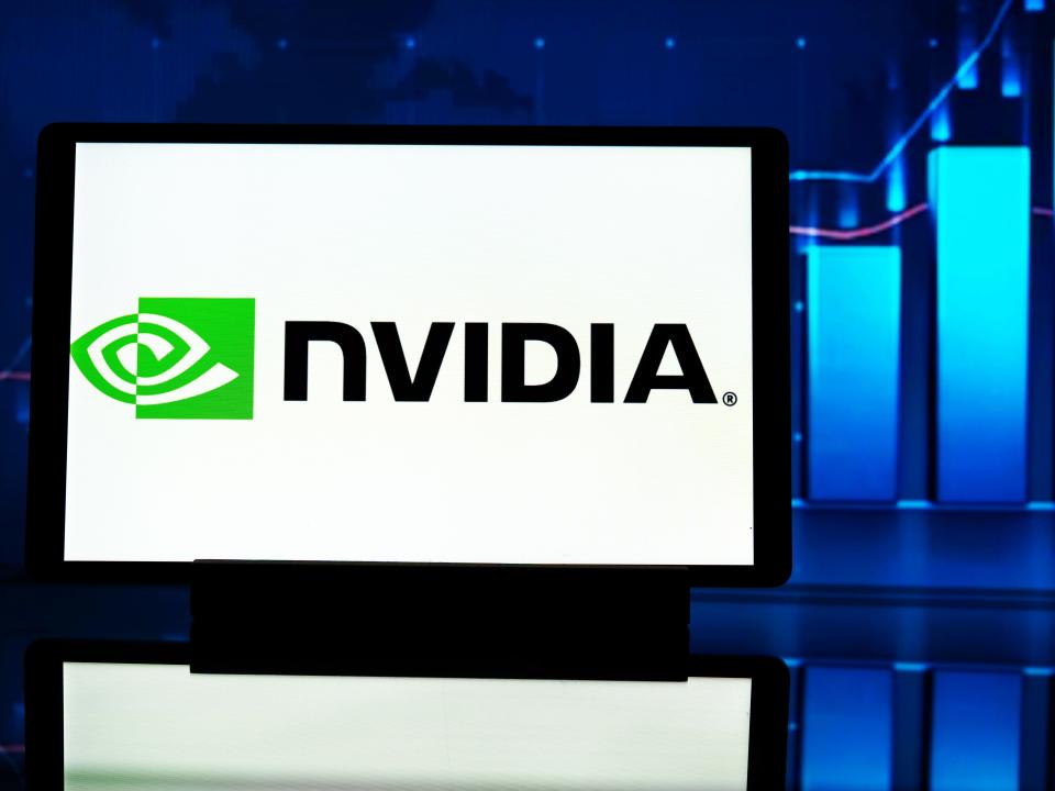 Germany - April 3, 2024: In this photo illustration, the NVIDIA Corporation logo can be seen displayed on a tablet.