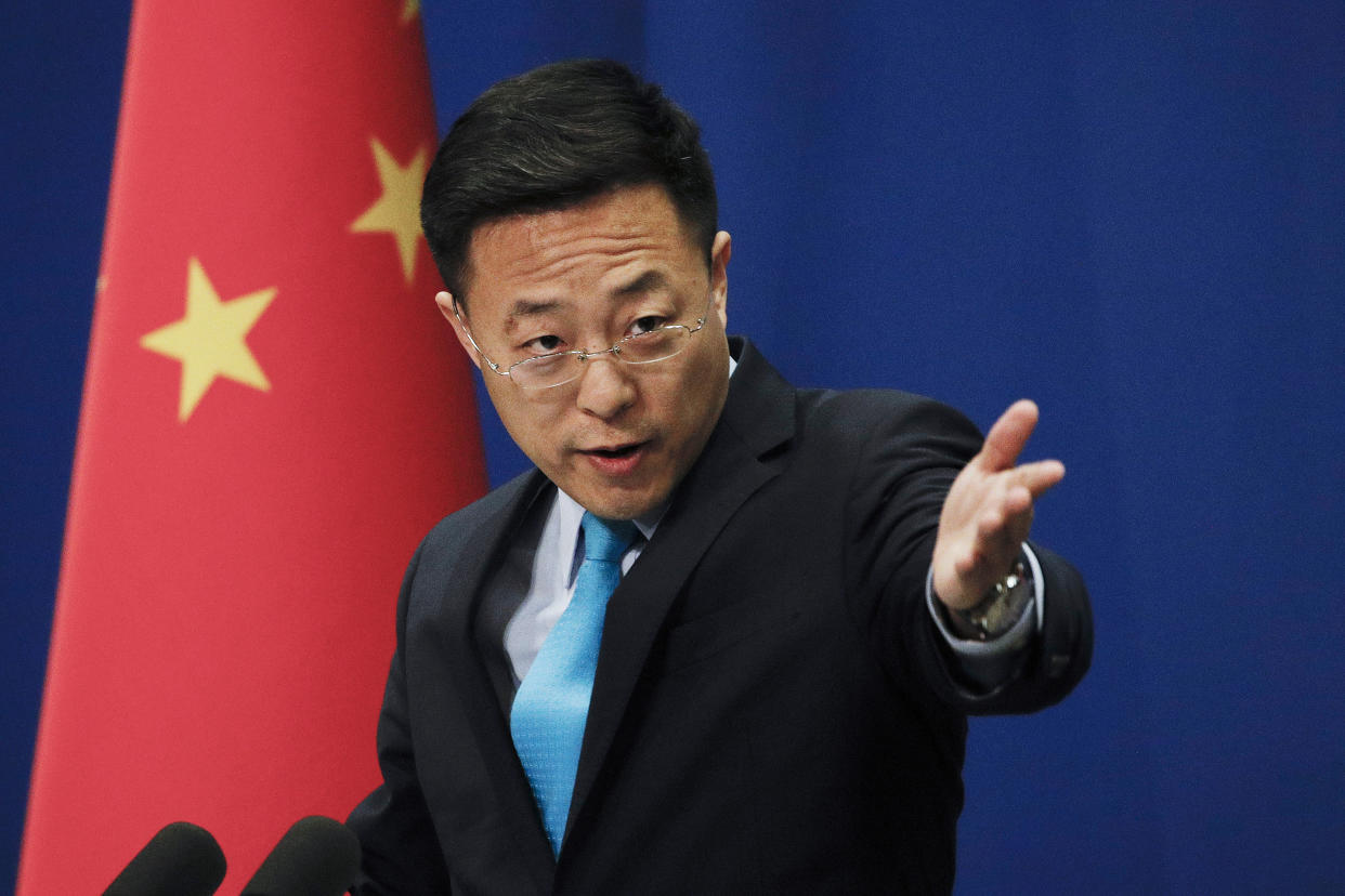 Chinese Foreign Ministry spokesperson Zhao Lijian has accused U.S. politicians of grandstanding. (AP Photo/Andy Wong, File)