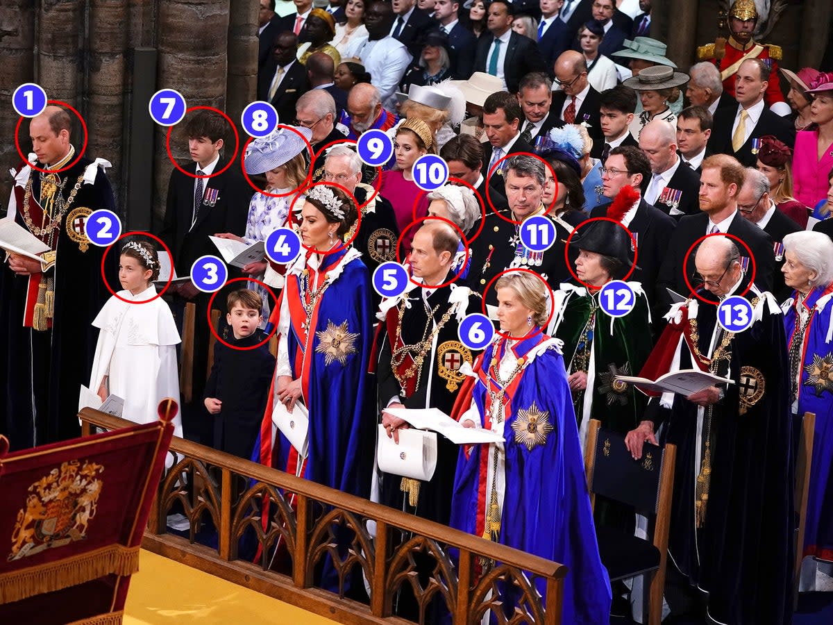 Prince William and Princess Kate were seated in the front row, alongside Princess Charlotte and Prince Louis (PA)