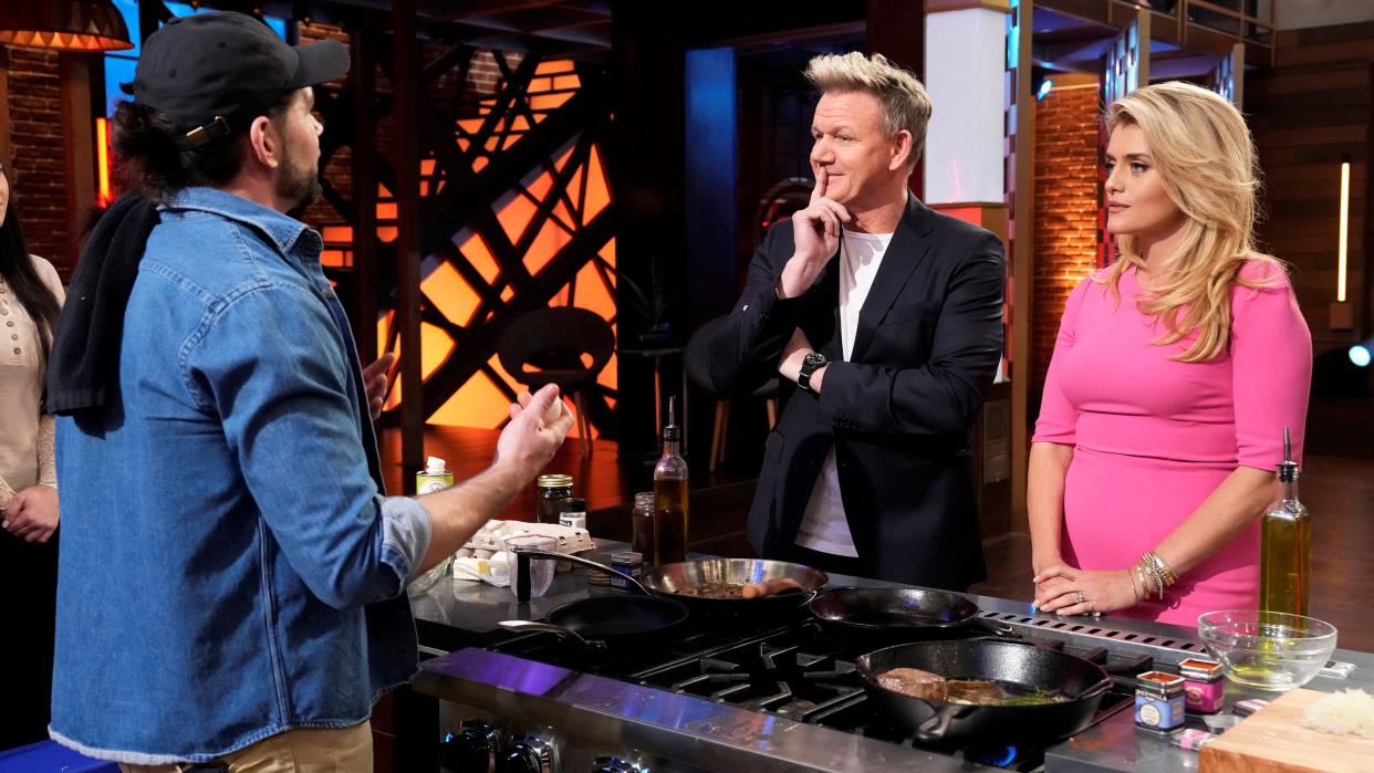  Contestant with host/judge Gordon Ramsay and special guest Daphne Oz in the “Regional Auditions - The Northeast” season premiere episode of MasterChef 