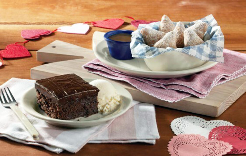 Celebrate with your special someone at Cracker Barrel this Valentine's Day and receive free dessert including Double Chocolate Fudge Coca-Cola Cake® or Biscuit Beignets with the purchase of two select entrees. (Cracker Barrel)