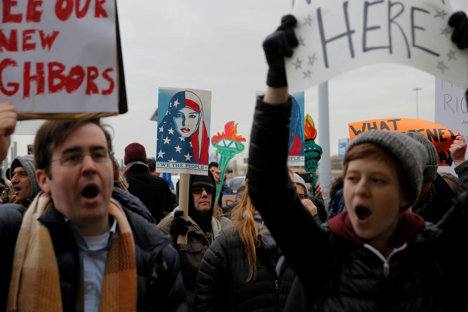 Protests at U.S. airports over travel ban