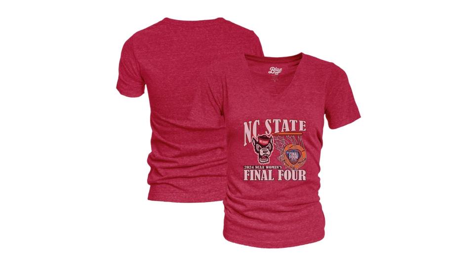 NC State Wolfpack Blue 84 Women's 2024 NCAA Women's Basketball Tournament March Madness Final Four Tri-Blend V-Neck T-Shirt - Red