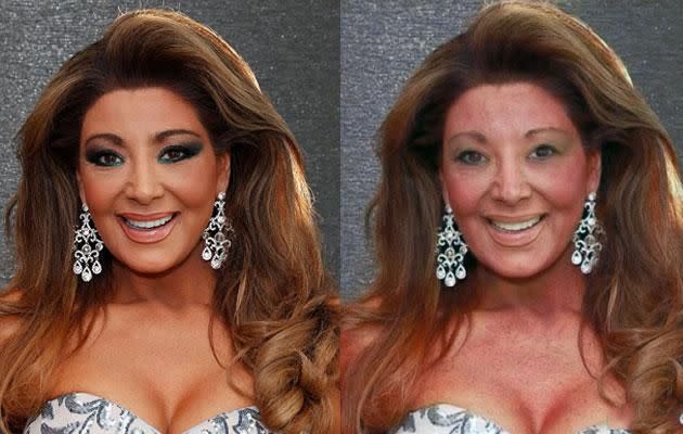 This is what Gina may look like if you stripped back her signature make-up. Source: Getty/MakeApp