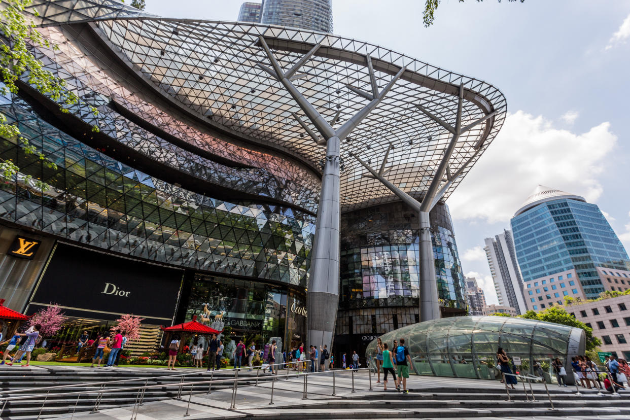 SINGAPORE - FEBRUARY 28, 2015: Day scene of ION Orchard shopping mall on 28 February 2015.ION is one of famous shopping malls in Singapore.