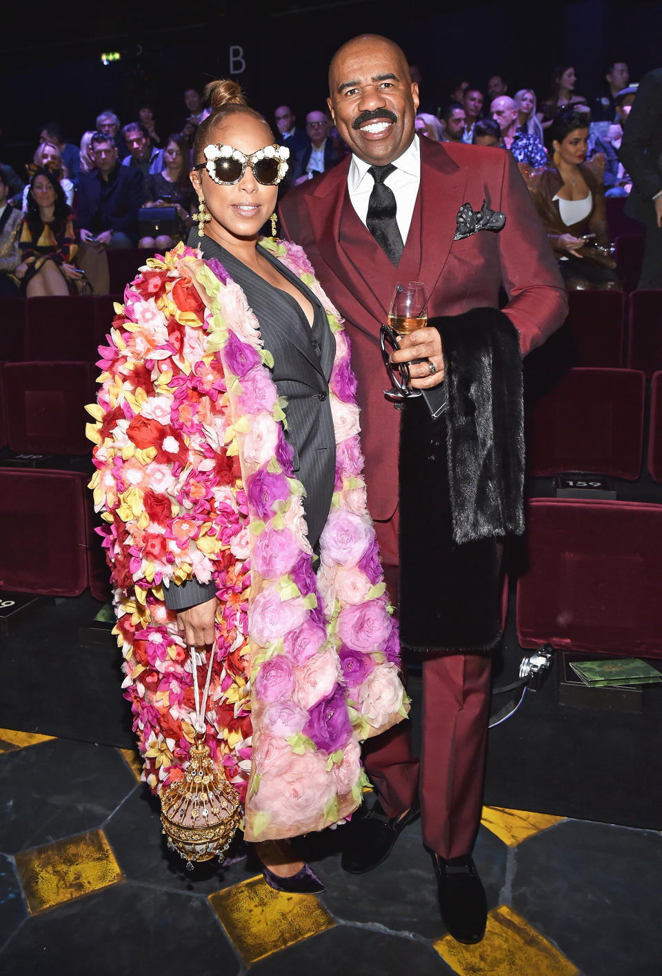 Marjorie Bridges-Woods and Steve Harvey (Jacopo Raule / Getty Images)