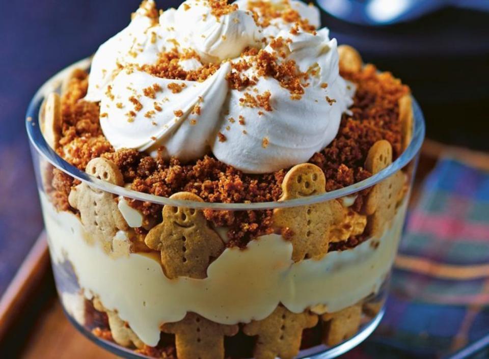 <p>This make-ahead holiday dessert has all the best seasonal flavors.</p><p><strong>Get the recipe: <a href="/1117776/parade/pumpkin-gingerbread-thanksgiving-trifle-recipe/" data-ylk="slk:Pumpkin Gingerbread Trifle;elm:context_link;itc:0;sec:content-canvas" class="link ">Pumpkin Gingerbread Trifle</a></strong></p>