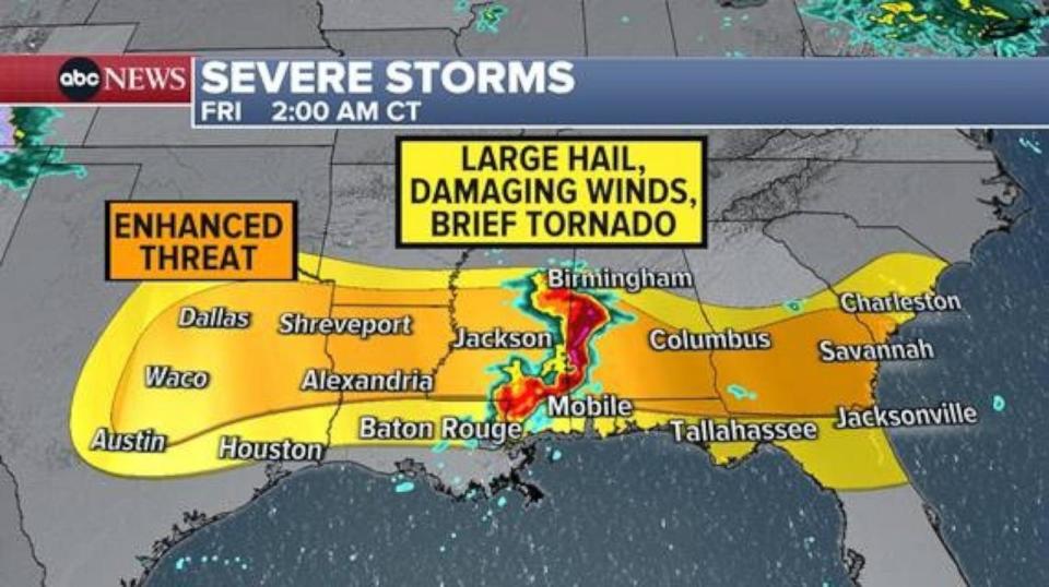 PHOTO: Severe storms remain a threat for the South. (ABC News)