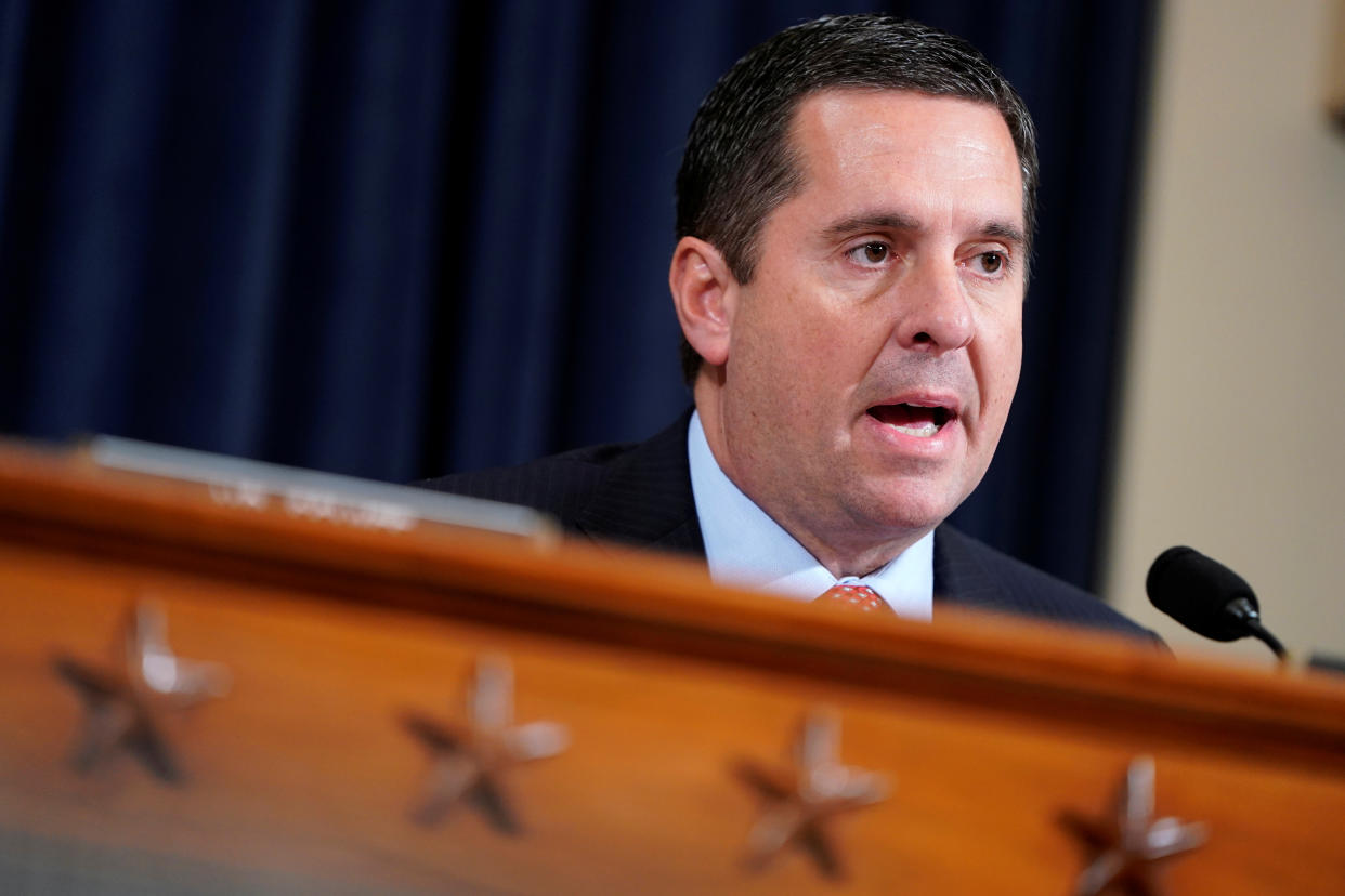 Rep.Devin Nunes (R-CA) speaks at a House Intelligence Committee impeachment inquiry hearing into U.S. President Donald Trump on Capitol Hill in Washington, U.S., November 13, 2019. (Photo: Joshua Roberts/Reuters)