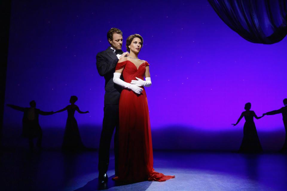 Chase Wolfe, left, as Edward and Ellie Baker as Vivian in a scene from the national tour of “Pretty Woman: The Musical.”