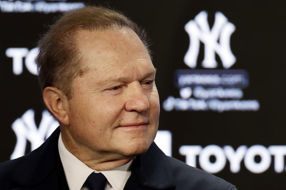 Agent Scott Boras attends a baseball news conference at Yankee Stadium, Thursday, Dec. 22, 2022, in New York. Carlos Correa was in the St. Regis San Francisco with his parents, brother and in-laws, ready to head to Oracle Park for his introductory news conference, when agent Scott Boras asked the prized player to meet him in room 1212. Instead of finalizing a $350 million, 13-year agreement with the Giants, Correa headed to New York for a physical to complete a $315 million, 12-year deal wth the free-spending New York Mets. (AP Photo/Adam Hunger)