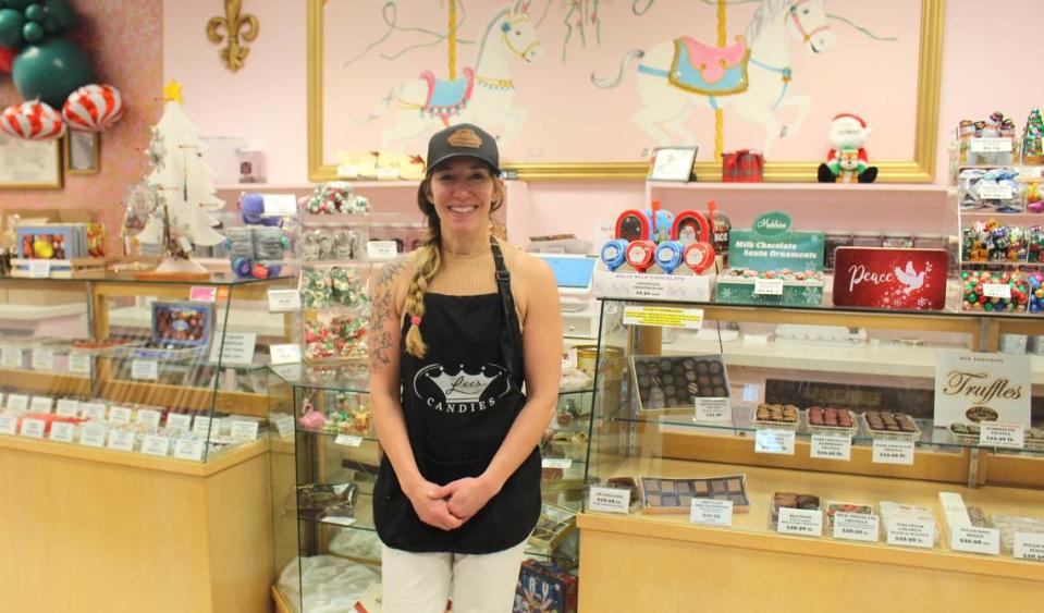 Lee’s Candies co-owner Katie Fernandez used to be a personal trainer. Now she makes and sells chocolates.