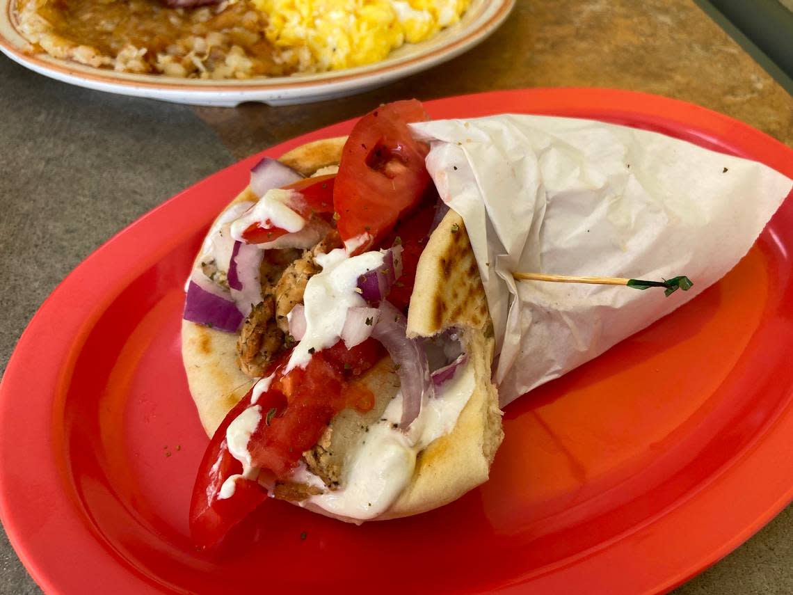 The chicken gyro on the menu is an example of chef Angelo Zissou’s Greek background at Z’ss Place in downtown Fresno.