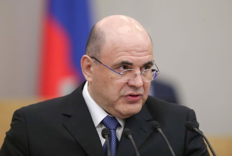 Mikhail Mishustin, who was nominated by Russian President Vladimir Putin as the candidate for the post of Prime Minister, delivers a speech during a session of the State Duma in Moscow