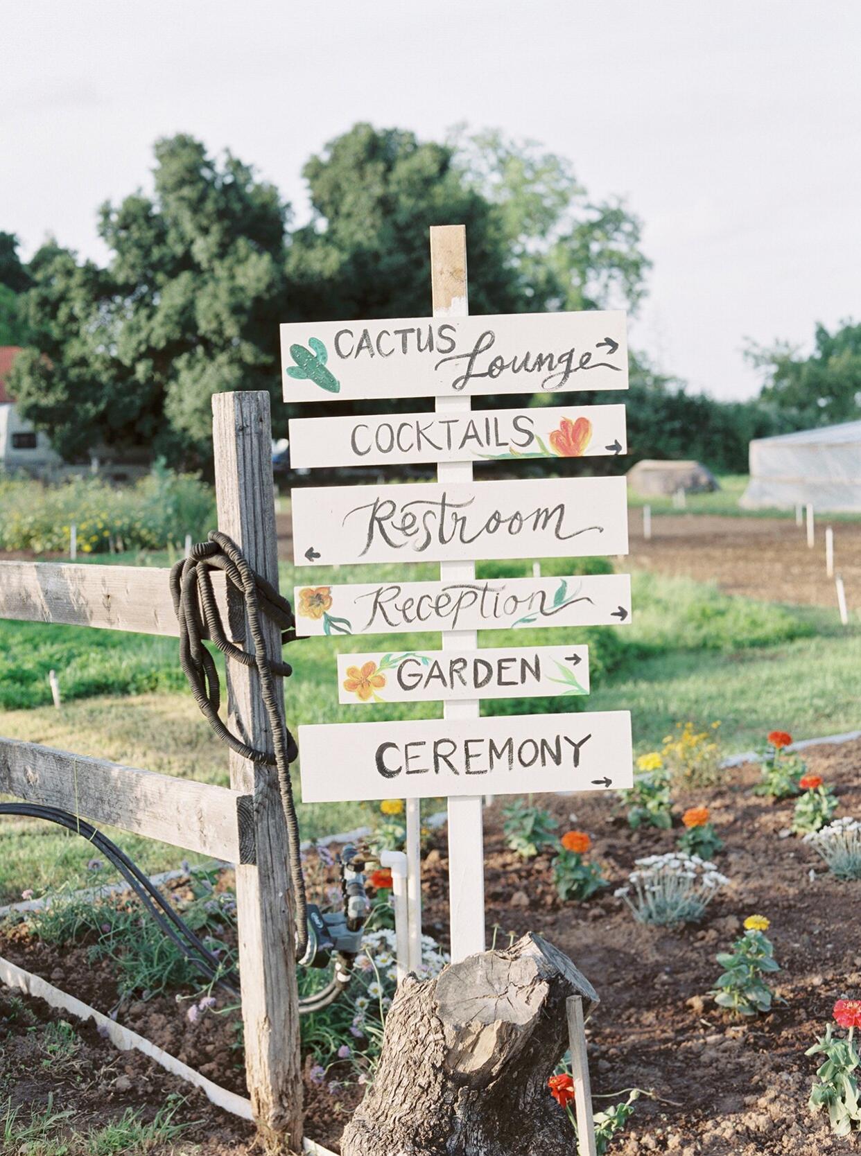 thuy kahn wedding wooden sign in garden