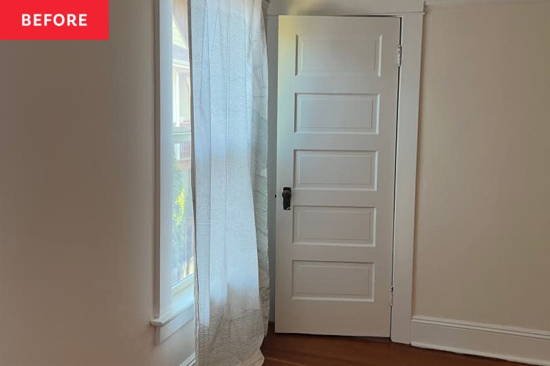 White walls in bedroom before painting.