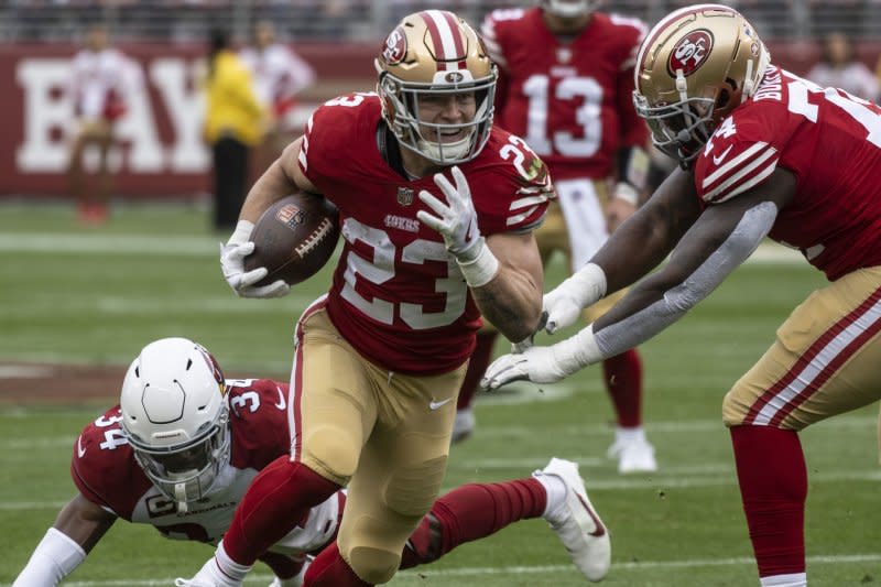 San Francisco 49ers running back Christian McCaffrey is the No. 1 player in my Top 200 fantasy football rankings. File Photo by Terry Schmitt/UPI