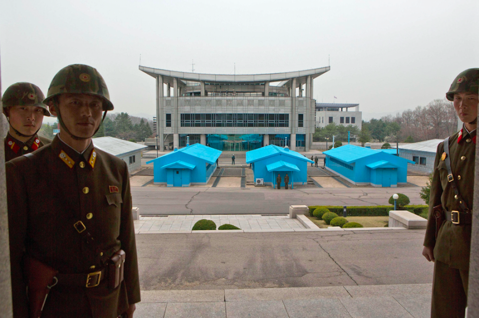 <em>The soldier fled through the heavily armed border between North and South Korea (AP)</em>