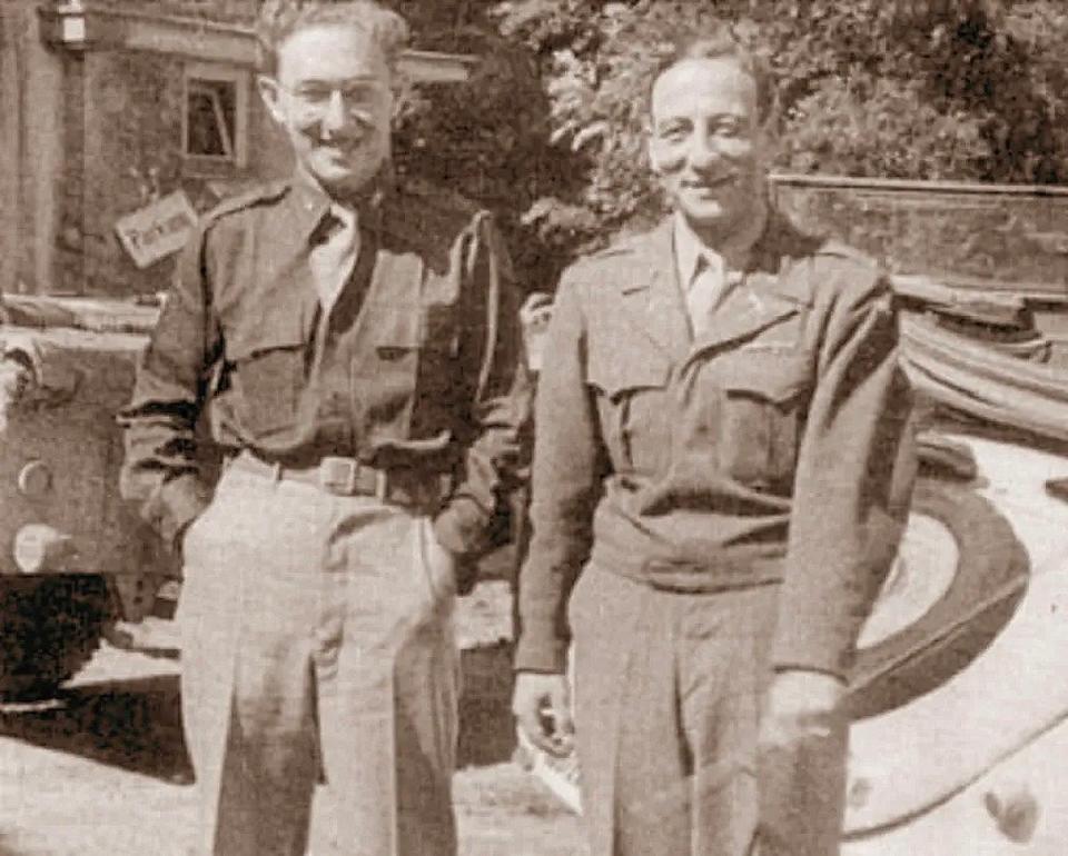 Henry Kissinger (left) with mentor Fritz Kraemer in Germany, 1945, during World War II (Supplied)