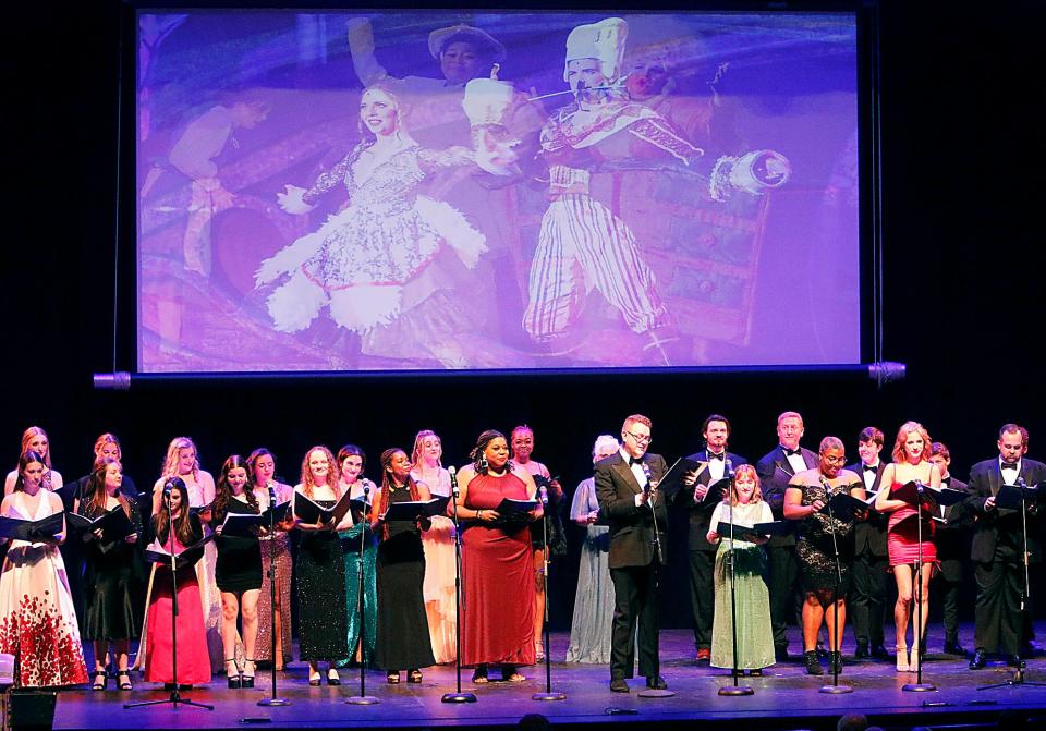 The Broadway ensemble performs a number from "Beauty & the Beast" at the Renaissance Theatre’s 95th anniversary celebration Friday.