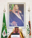 In this handout image provided by G20 Riyadh Summit, Saudi King Salman gives his opening remarks at a virtual G20 summit hosted by Saudi Arabia and held over video conference amid the COVID-19 pandemic, in Riyadh, Saudi Arabia, Saturday, Nov. 21, 2020. (G20 Riyadh Summit via AP)