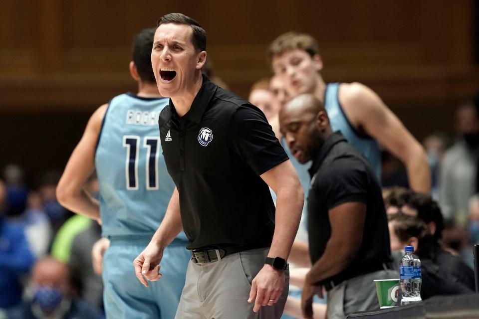 Jack Castleberry, here as Citadel associate head coach in a game against Duke in Durham, N.C., Monday, Nov. 22, 2021. (AP Photo/Gerry Broome)