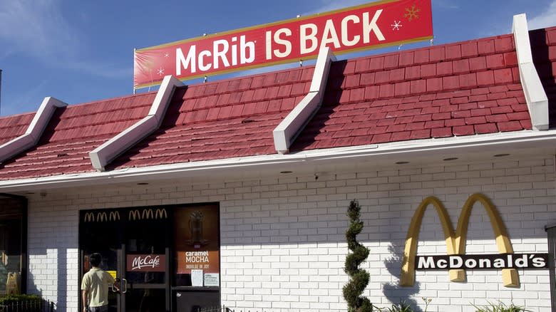 McDonald's exterior with McRib banner