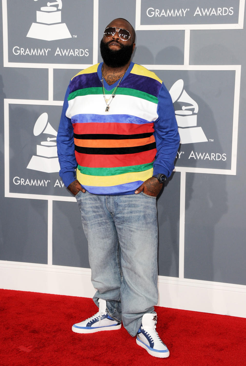 LOS ANGELES, CA - FEBRUARY 12: Rapper/producer Rick Ross arrives at the 54th Annual GRAMMY Awards held at Staples Center on February 12, 2012 in Los Angeles, California. (Photo by Jason Merritt/Getty Images)