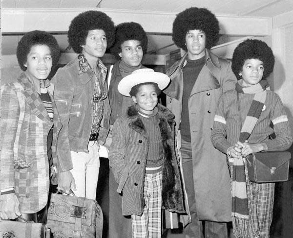 The Jackson Five launched Michael Jackson onto the world stage (from left) Marlin Jackson, Jackie Jackson, Tito Jackson, Jermaine Jackson, Michael Jackson and infront 9-year-old Randy Jackson (wearing straw hat)