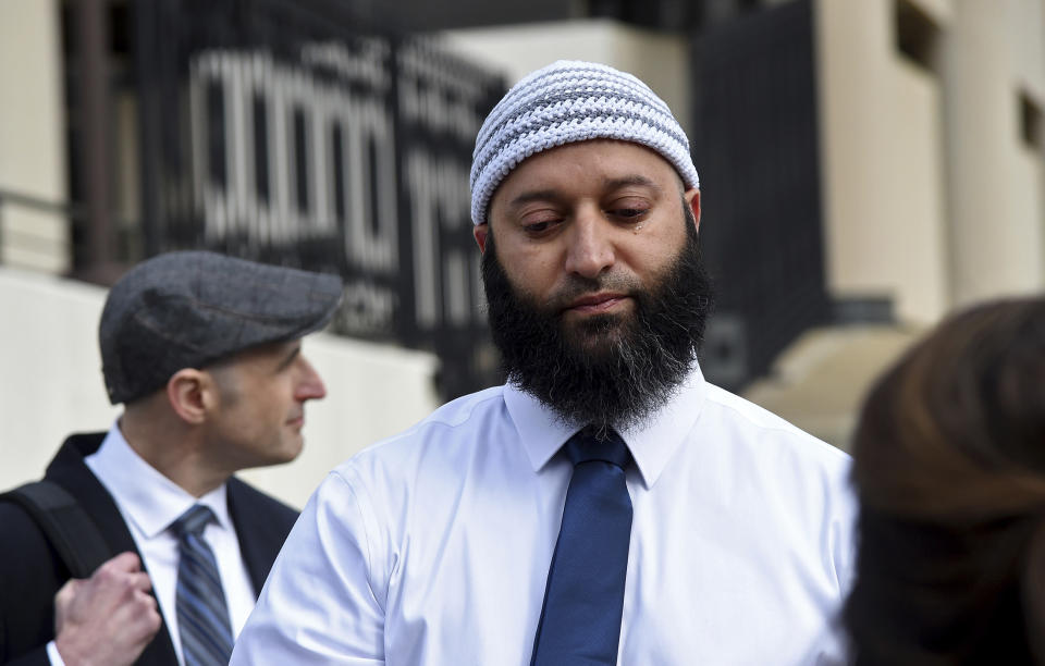 FILE - Adnan Syed gets emotional as he speaks to reporters outside the Robert C. Murphy Courts of Appeal building after a hearing, Thursday, Feb. 2, 2023, in Annapolis, Md. A Maryland court did not give the family of the murder victim in the case chronicled in the hit podcast “Serial” enough time to attend a court hearing in person that led to Syed's release, a Maryland appellate court ruled Tuesday, March 28, and it ordered a new hearing to be held. (Barbara Haddock Taylor/The Baltimore Sun via AP, File)