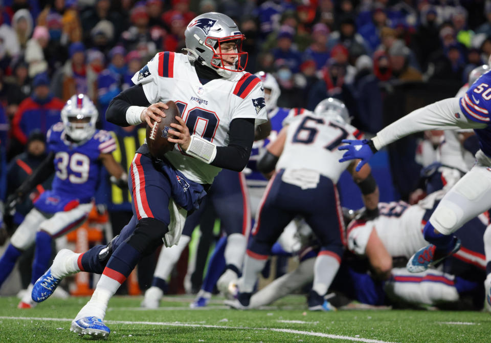 Mac Jones and the New England Patriots are looking for a season sweep over the Bills. (Photo by Timothy T Ludwig/Getty Images)