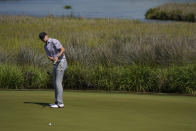 Larkin Gross putts on the 13th hole during a practice round at the PGA Championship golf tournament on the Ocean Course Tuesday, May 18, 2021, in Kiawah Island, S.C. (AP Photo/Matt York)